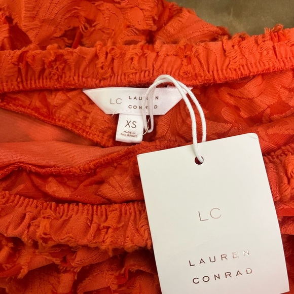 LC Lauren Conrad One-Shoulder Ruffle Dress in Vibrant Orange - Picture 10 of 11